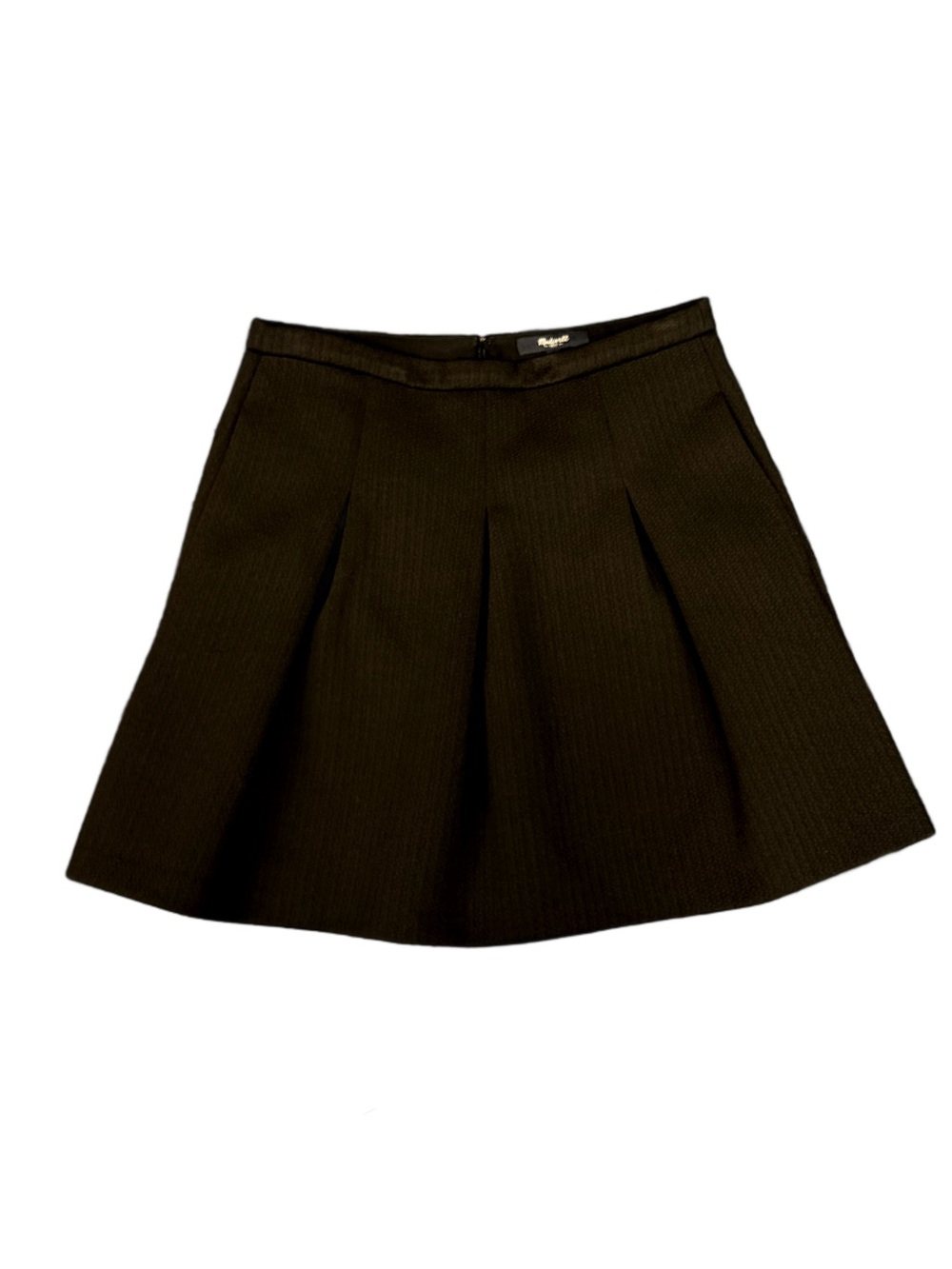 Madewell Textured Jacquard Pleated Mini Skirt Black Size 0 E6436 Holiday Style